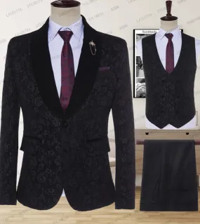 2023 Blazer floreale abbronzante jacquard nero Giacca da uomo di marca di lusso con un bottone singolo Giacca da uomo Festa di n