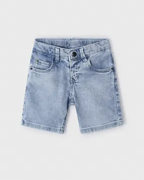 Bermuda in jeans di cotone stretch a lavaggio chiaro bleach 3-7 anni