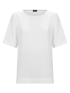 Blusa a manica corta in Ecoseta - Bianco