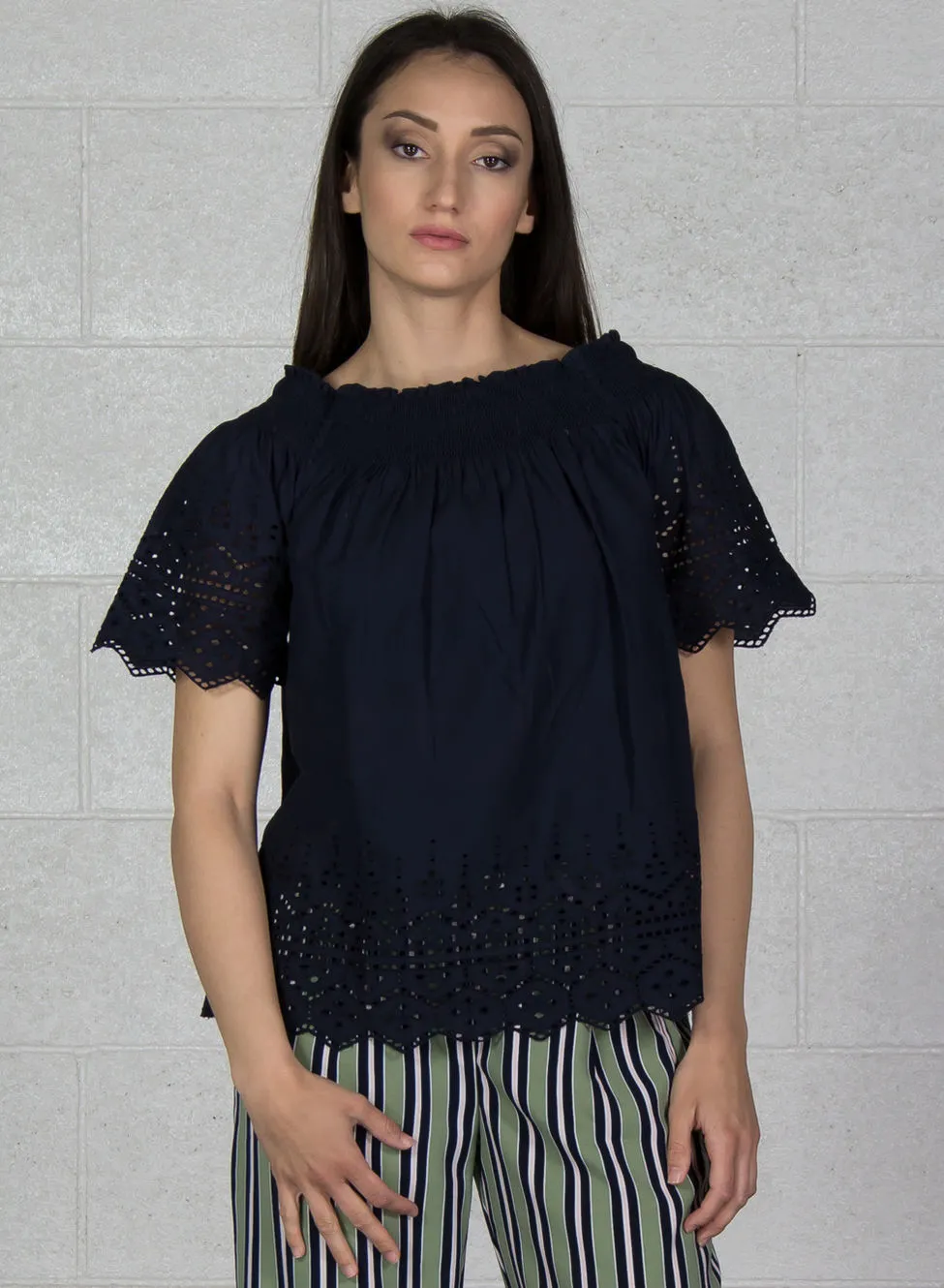 blusa con pizzo sangallo