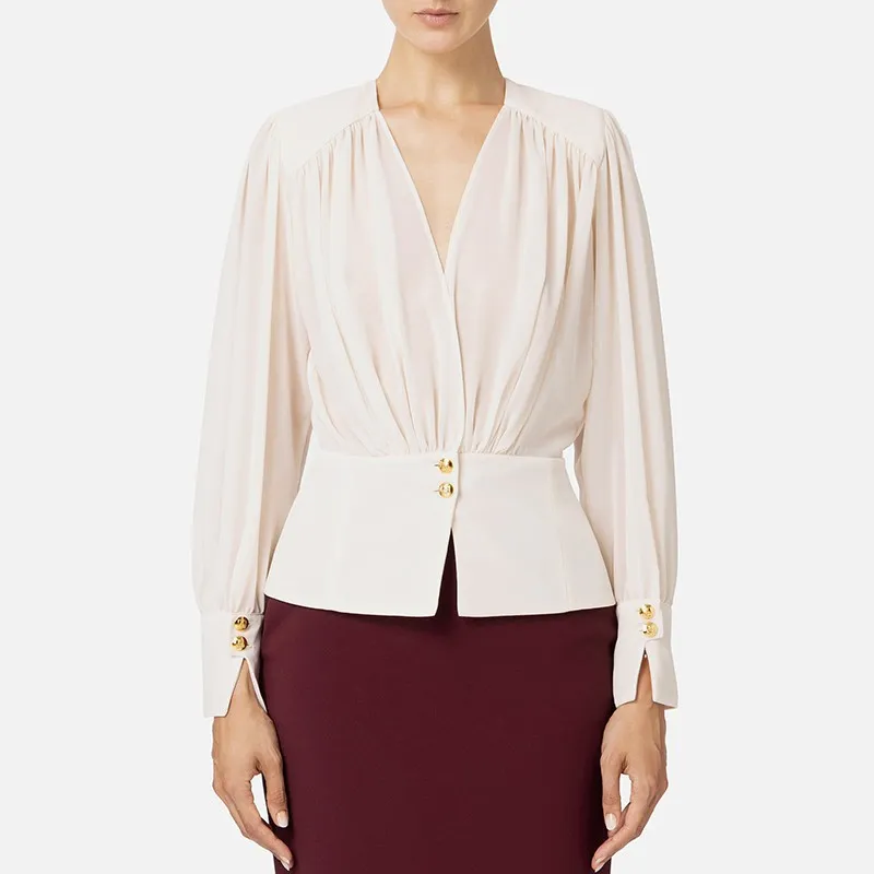 blusa Elisabetta Franchi in georgette con baschina Donna