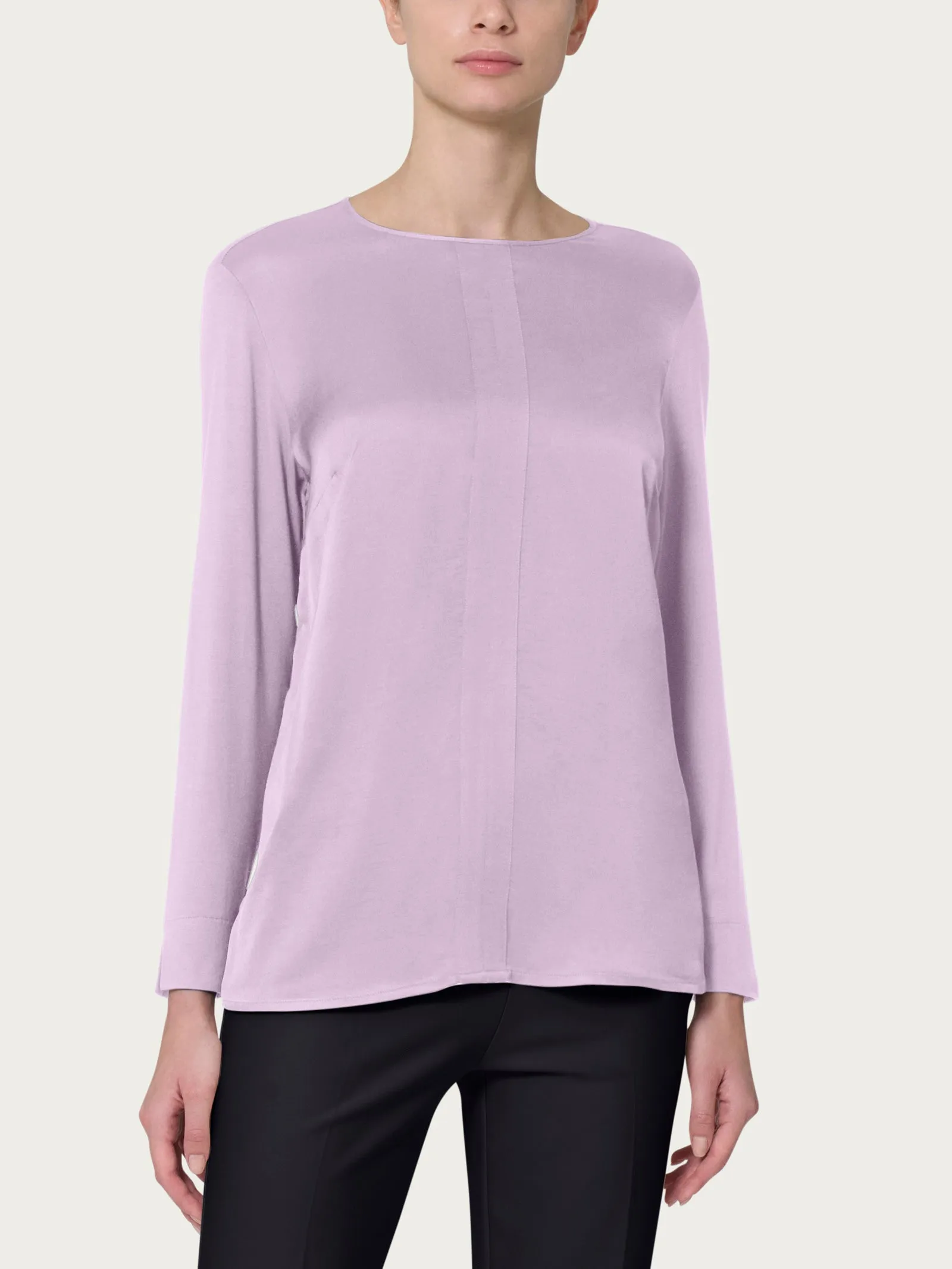 Blusa girocollo in misto viscosa - Orchid Petal