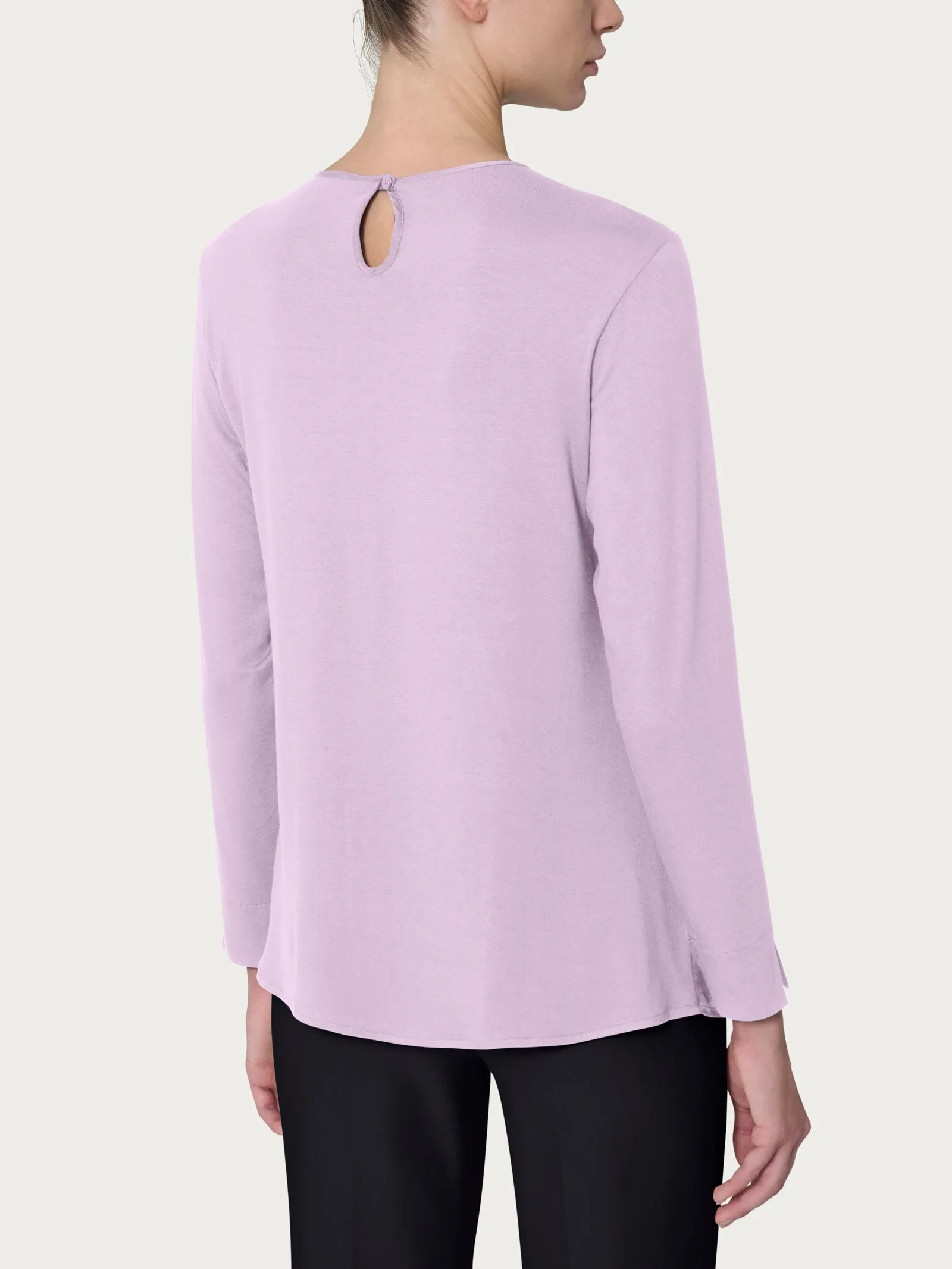 Blusa girocollo in misto viscosa - Orchid Petal