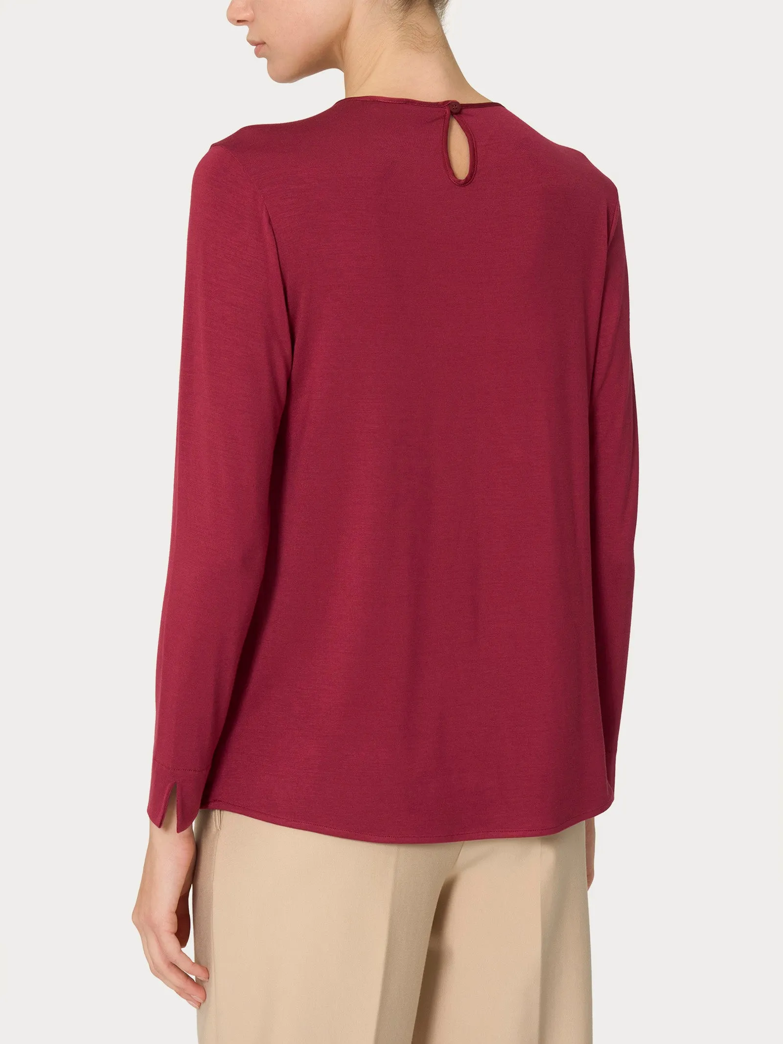 Blusa girocollo in misto viscosa - Tibetan Red