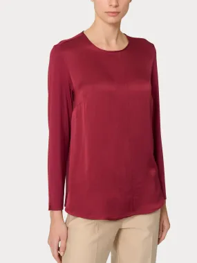 Blusa girocollo in misto viscosa - Tibetan Red