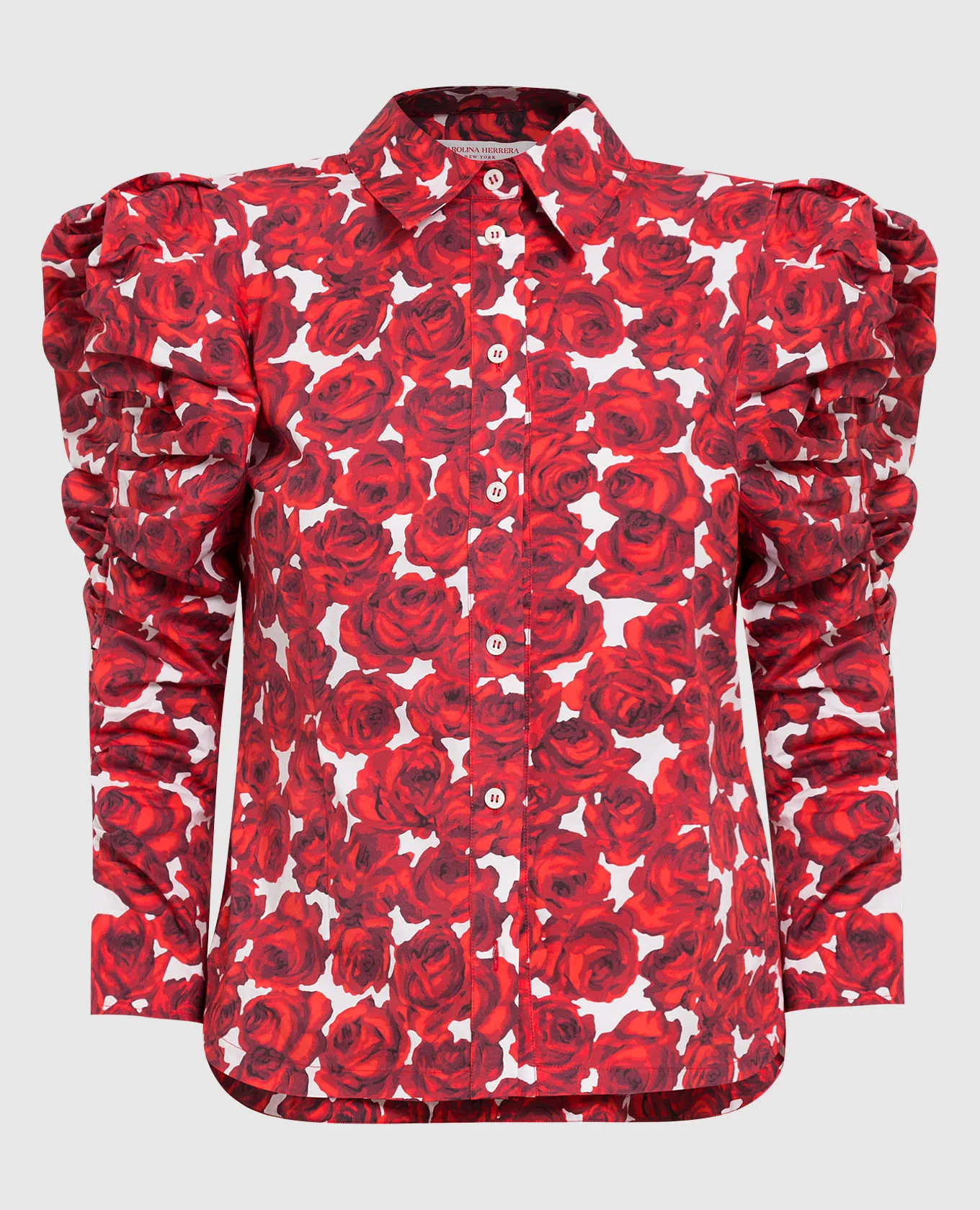 Carolina Herrera Blusa rossa con stampa floreale R2211N210RCT