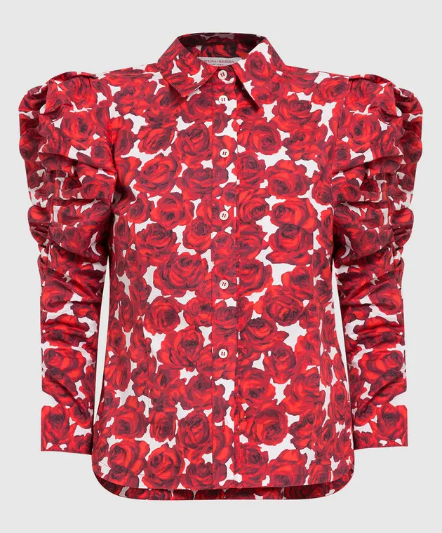 Carolina Herrera Blusa rossa con stampa floreale R2211N210RCT