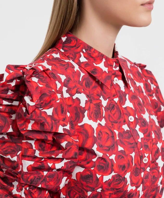 Carolina Herrera Blusa rossa con stampa floreale R2211N210RCT