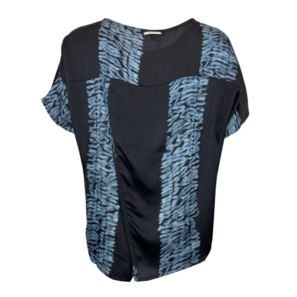 HUMILITY 1949 blusa donna blu stampa celeste BALI 100% viscosa MADE IN ITALY