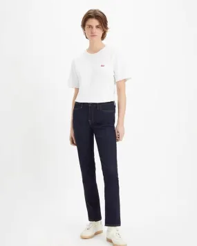 Jeans modello 712 blu in cotone e tencel a vita alta a taglio slim