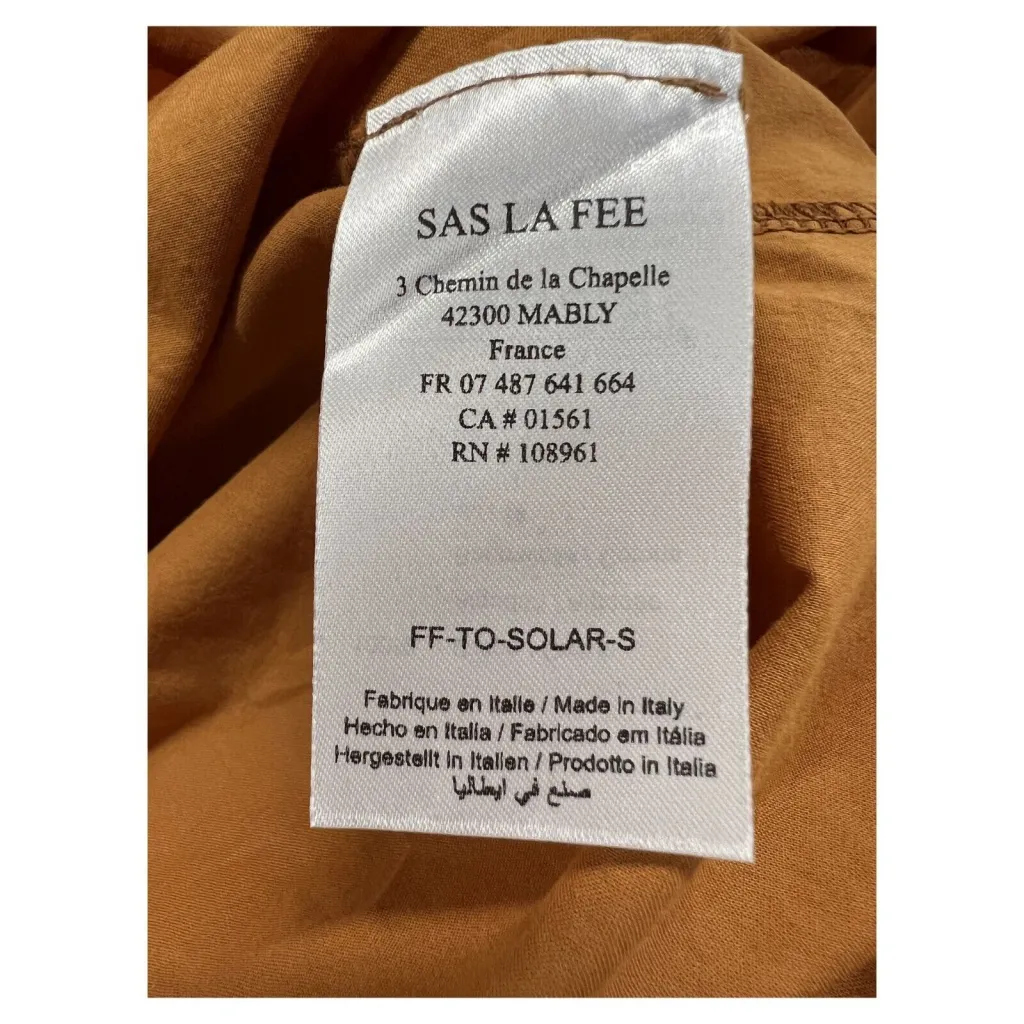 LA FEE MARABOUTEE blusa donna FF-TO-SOLAR-S 100% cotone in tinta curry MADE IN ITALY