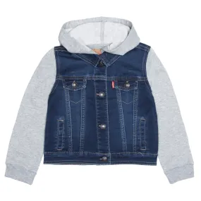 Levi's Kids cotton jacket with hood for infants 6E8564-D1M dark blue gray