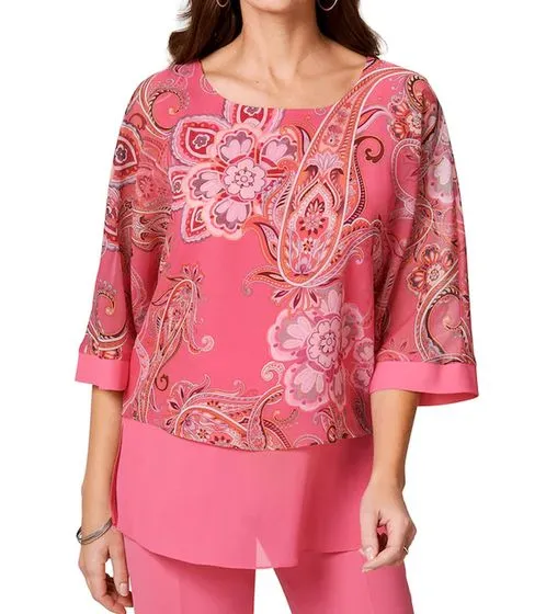 select by Hermann Lange blusa estiva da donna in chiffon taglio kimono 39528733 rosa