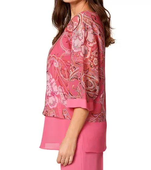 select by Hermann Lange blusa estiva da donna in chiffon taglio kimono 39528733 rosa