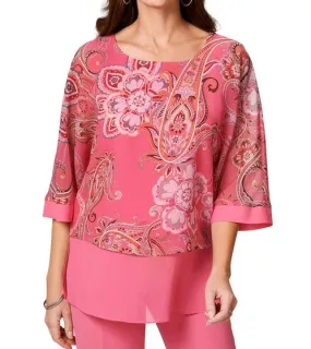 select by Hermann Lange blusa estiva da donna in chiffon taglio kimono 39528733 rosa