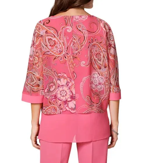 select by Hermann Lange blusa estiva da donna in chiffon taglio kimono 39528733 rosa